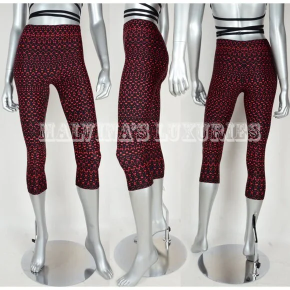 ALEXANDER MCQUEEN CROPPED LEGGINGS MULTI COLORED PRINT PANTS sz L / LARGE